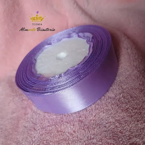 Rollo de cinta de satín malva 2.5 cm