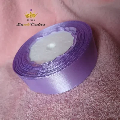 Rollo de cinta de satín malva 2.5 cm