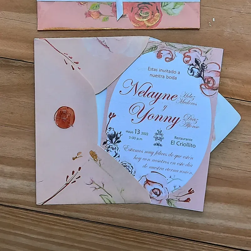 Invitación salmón de rosas