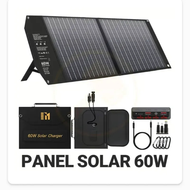 Panel Solar Portátil 60W Mesuvida (Plegable, 5 Puertos)