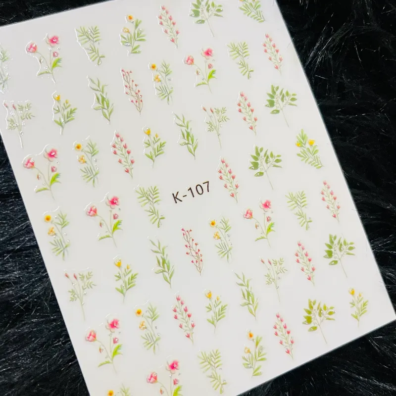 Calcomanía flores verdes