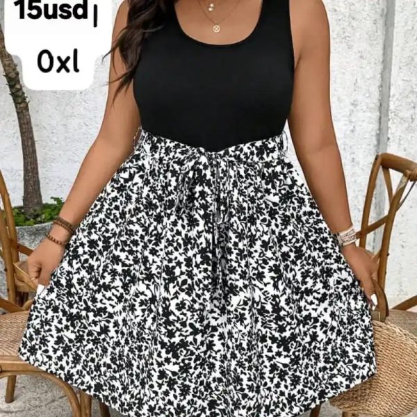 Vestido flores Negro y Blanco