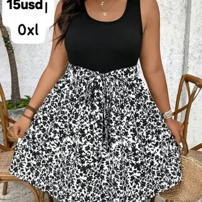 Vestido flores Negro y Blanco