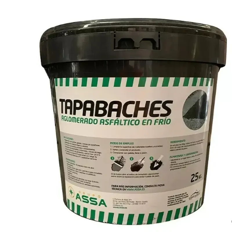 Tapabaches aglomerado asfáltico en frio 25 kg. 3480000001