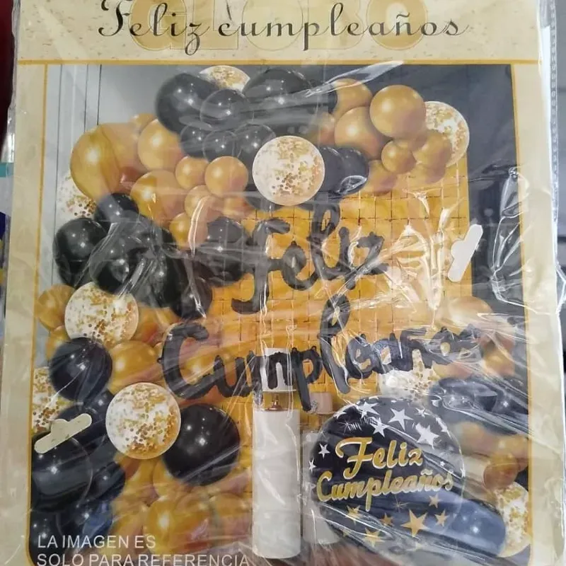 ‼️SL-115 Set de Globos de 62 Piezas - Dorado y negro (Cortina)‼️