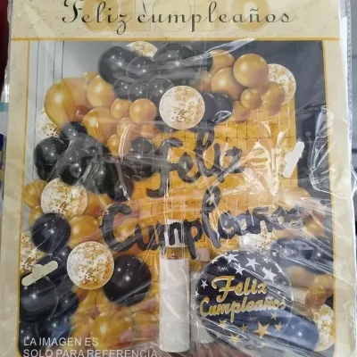 ‼️SL-115 Set de Globos de 62 Piezas - Dorado y negro (Cortina)‼️