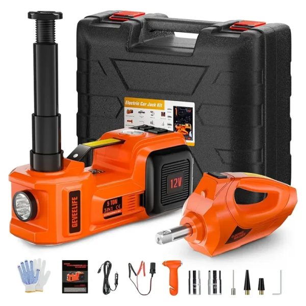 GATO ELÉCTRICO 3 EN 1 CON COMPRESOR DE AIRE (12V) Y LLAVE DE IMPACTO (VPT)