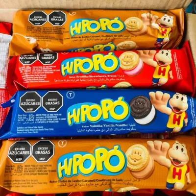 3 paquetes de galletas rellenas Hipopo