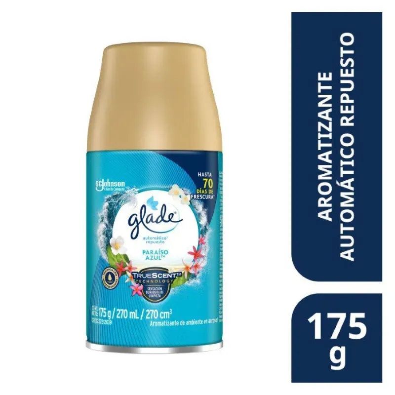 Glade TrueScent Paraíso Azul – Repuesto para Aromatizante Automático 270 mL