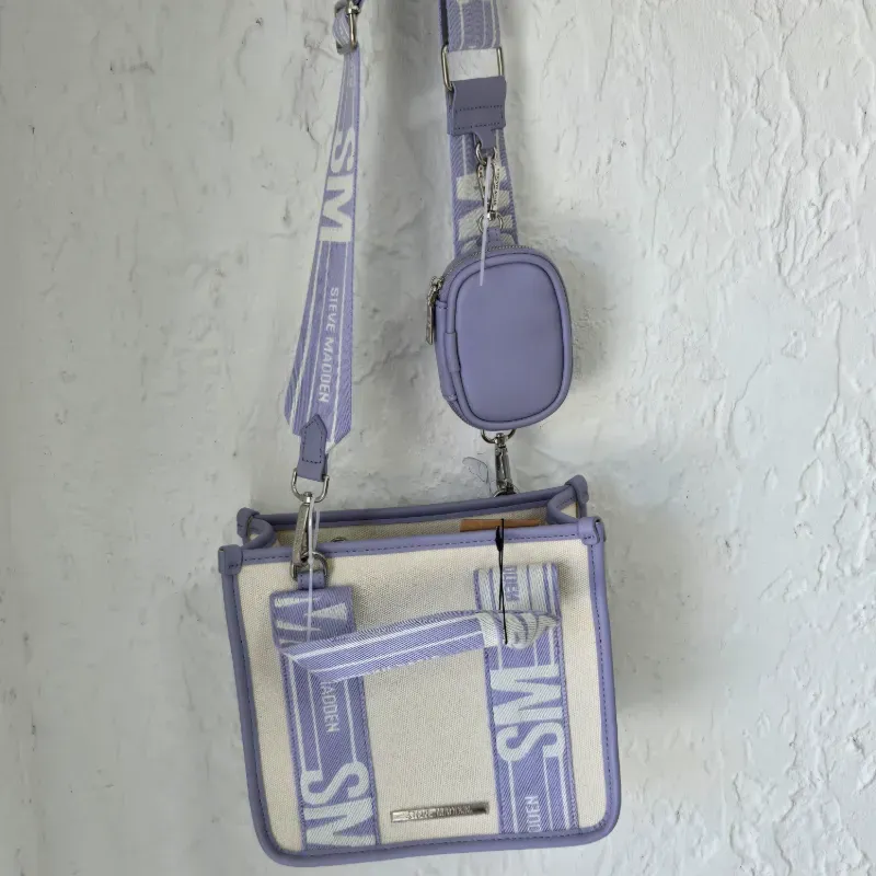 Cartera Steve Madden morada y blanca pequeña