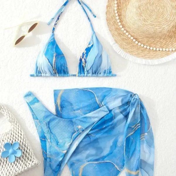  Bikini con pañoleta — Azul