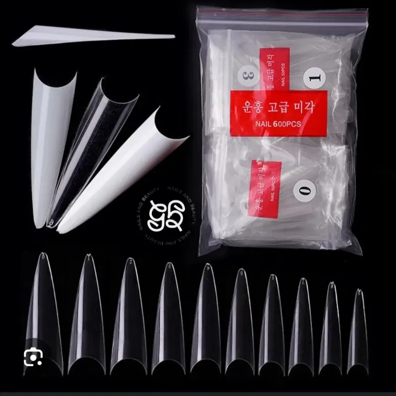 Paquete de 500 tips stiletto transparente