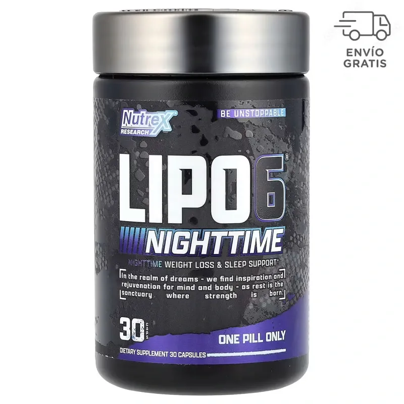 Lipo 6 Nighttime, Suplemento nocturno para favorecer la pérdida de peso y el sueño, 30 cápsulas