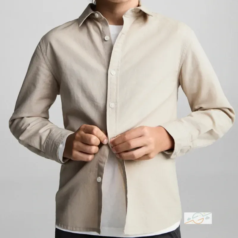 Camisa beige MANGO