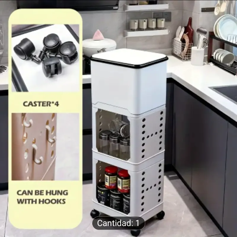Cubo de Cocina con Ruedas y Tapa