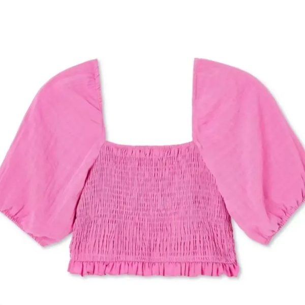 Blusa rosa mangas bombache