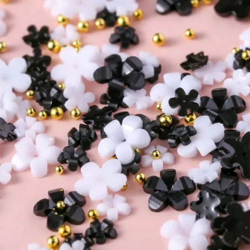 Estuche de Flor Resina Blanca y Negra