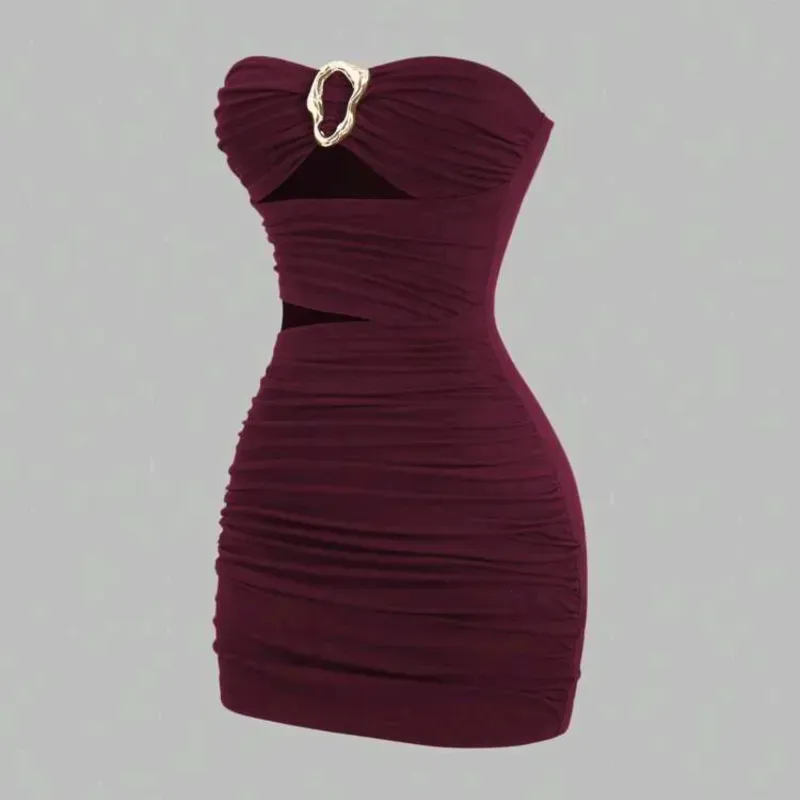 VESTIDO PARA MUJER	ROJO VINO MINI AJUSTADO