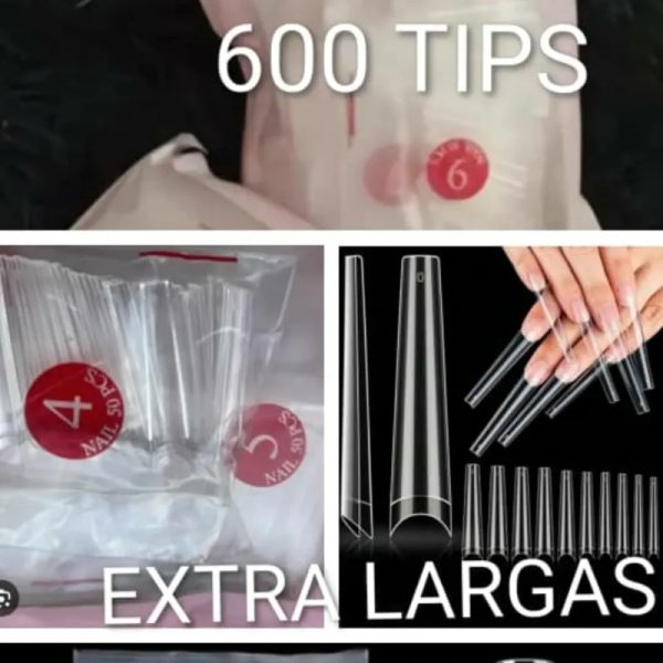 PAQUETE DE 600 UÑAS COFFIN EXTRA LARGA
