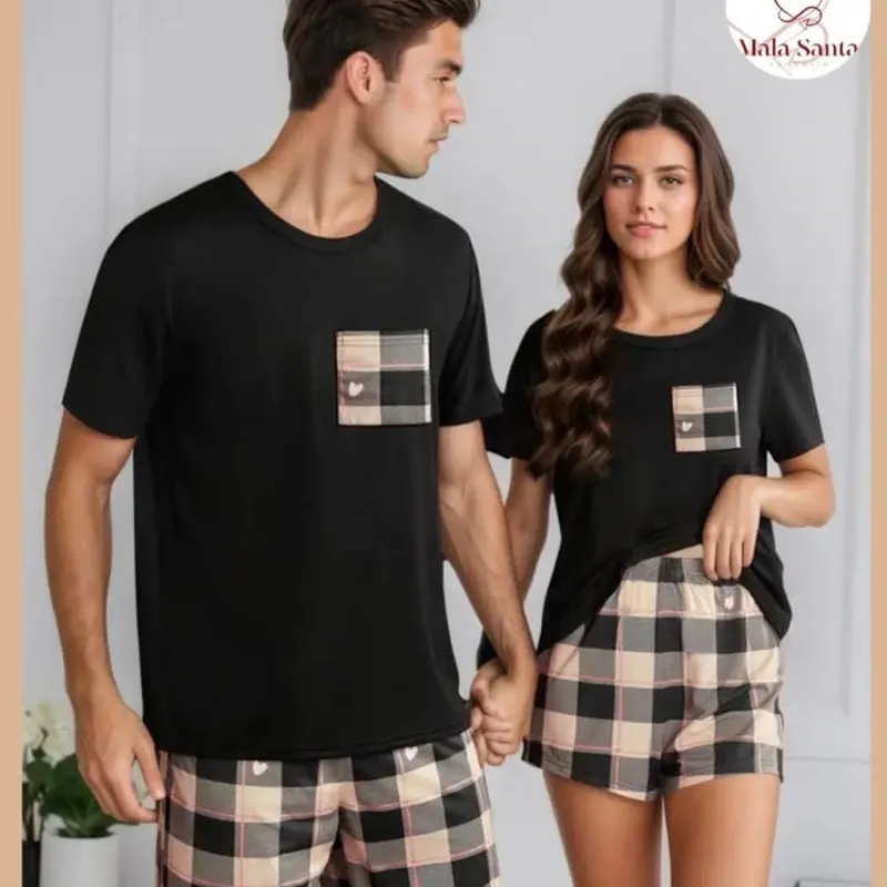 Set pijama de pareja a cuadros