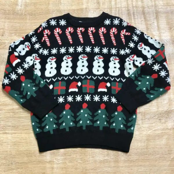 Abrigo tejido negro con motivos navideños