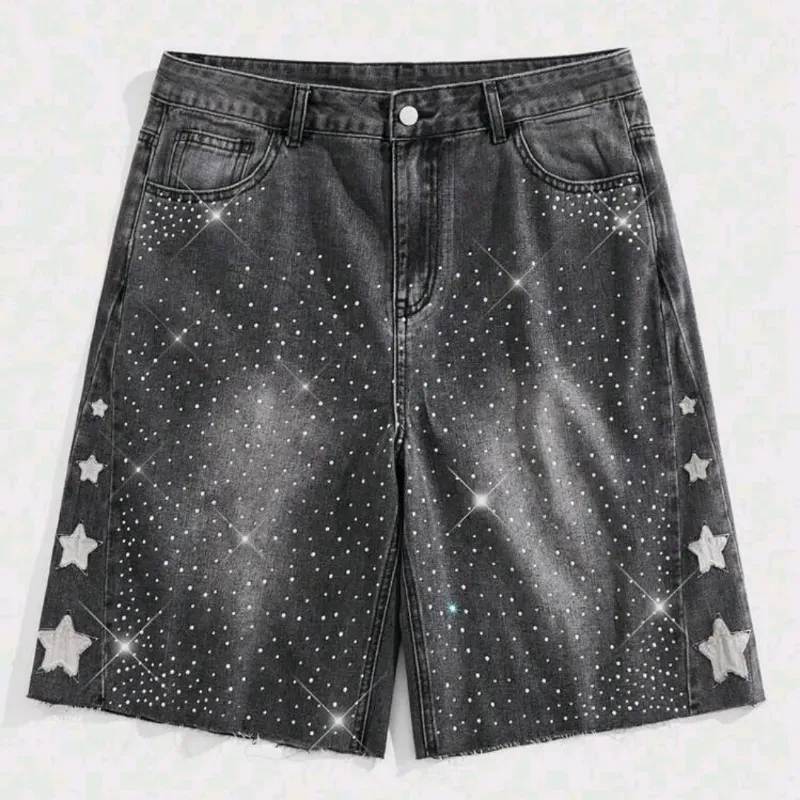  Short de mezclilla con brillos — Gris Oscuro