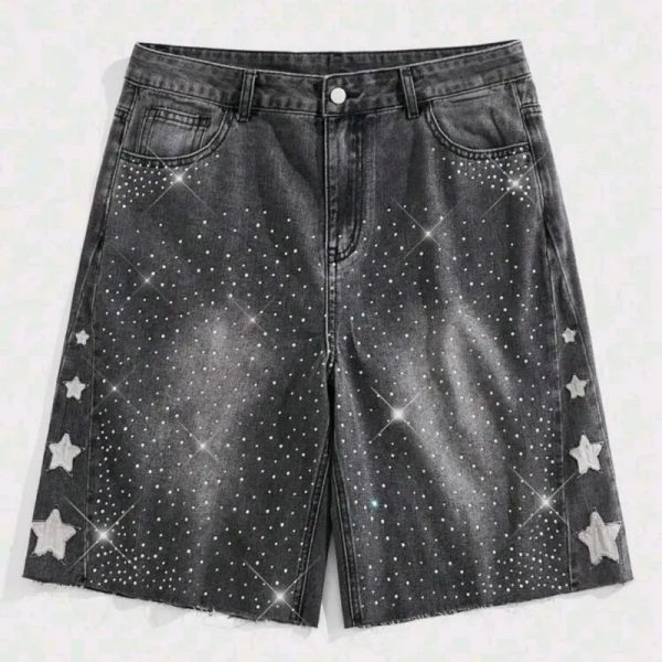  Short de mezclilla con brillos — Gris Oscuro
