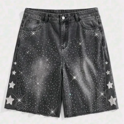  Short de mezclilla con brillos — Gris Oscuro