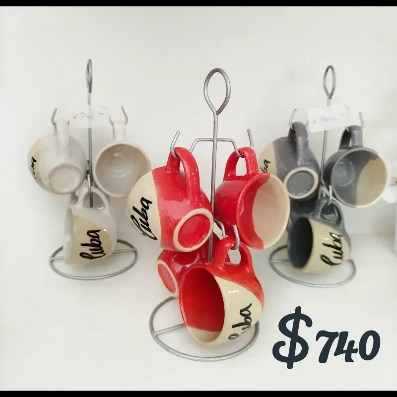 Set de 4 tazas + soporte