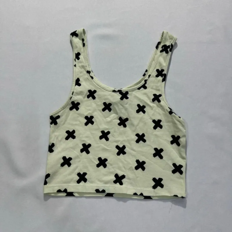 Top Corto Blanco Estampado Cruces Tipo Camiseta