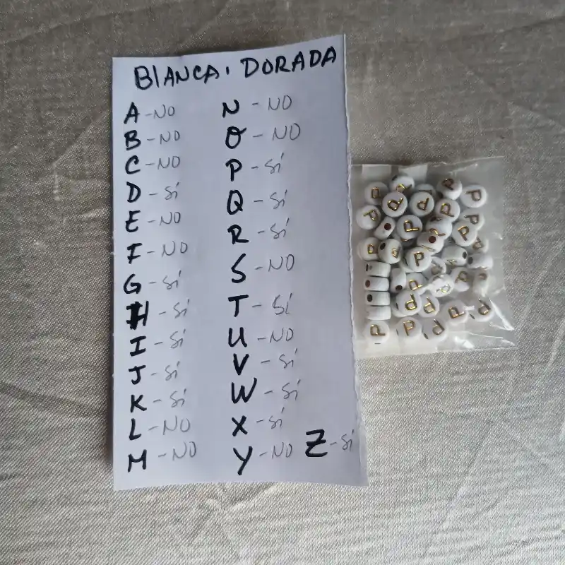 CONSONANTES - Sueltas cuenta blanca letra dorada