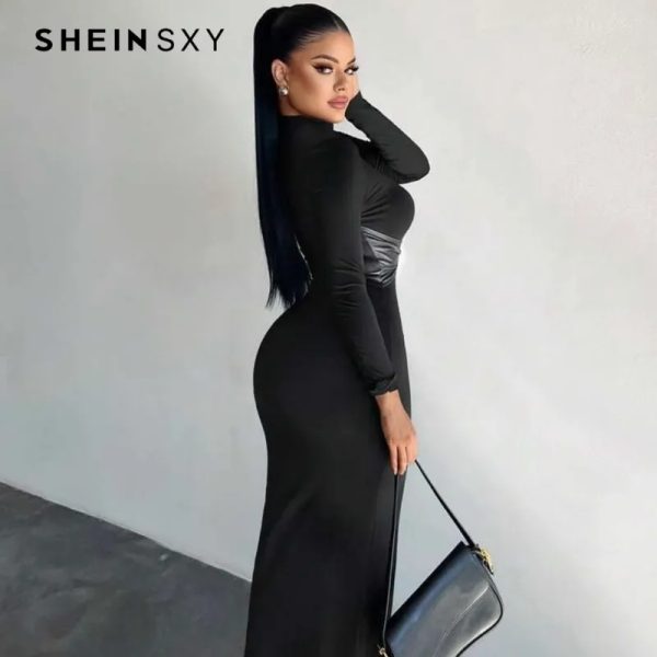 Vestido negro de manga larga