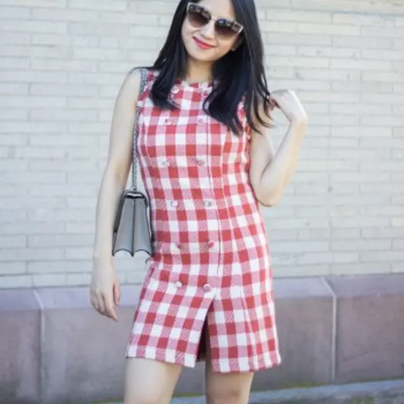 Vestido a cuadros color ladrillo