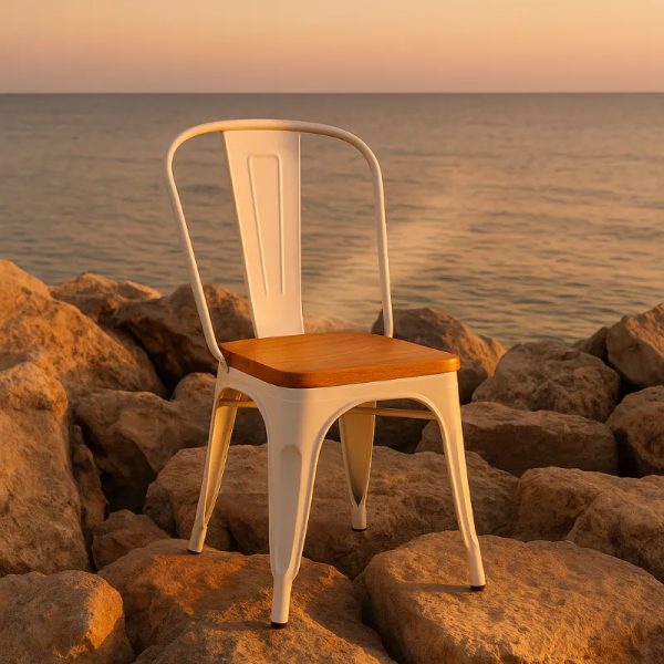 Silla Industrial TOLIX _ con asiento de madera