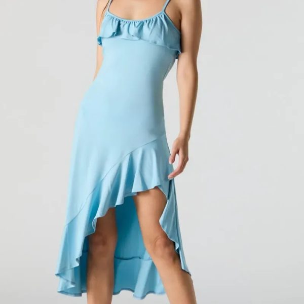 Vestido largo azul.