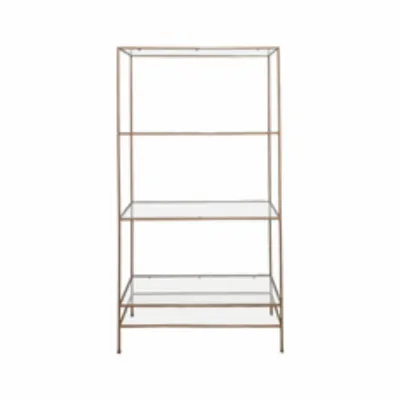 Estante de metal y cristal