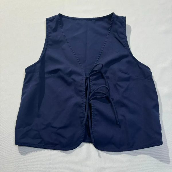 Chaleco Azul Oscuro con Lazos Delante Sin Mangas