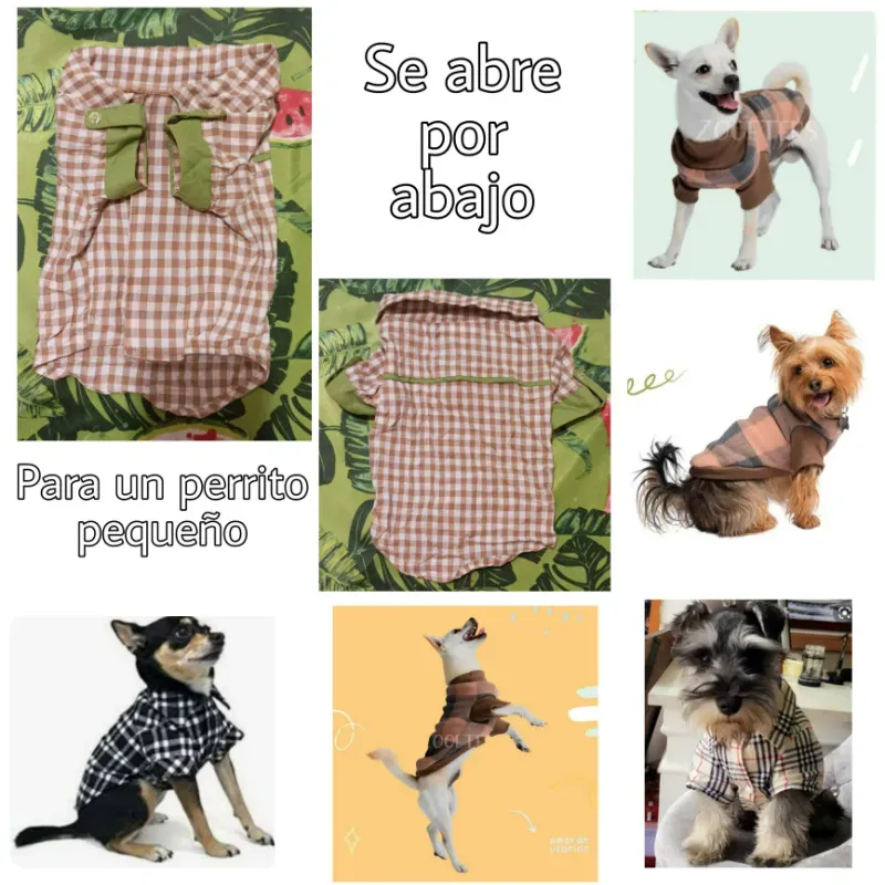 Camisa cuadros para perro pequeño
