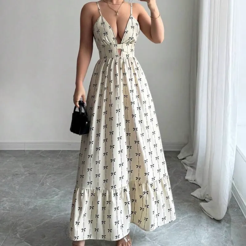 Vestido largo de lazos