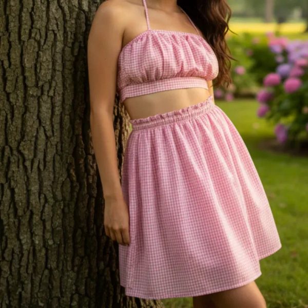 Conjunto de guinga de falda y blusa