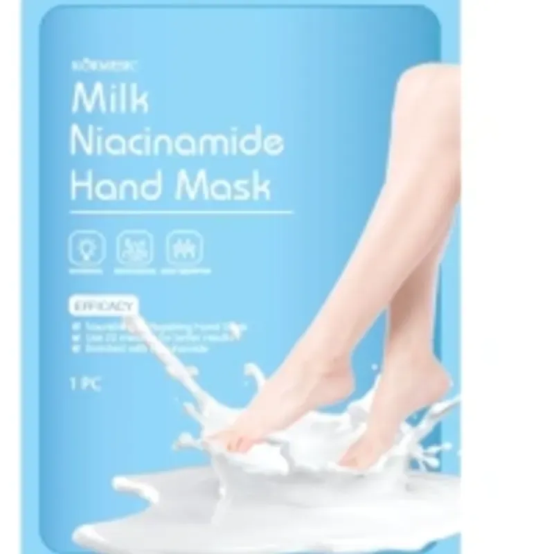 Mascarilla esfoliante y blanqueadora para pies a base de leche y niacinamida