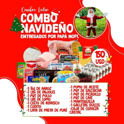 Combos de alimentos sorpresa entregados por santa Claus o Papá Noel  ( Incluyen fotos y video editado de la reacción de su familia )
