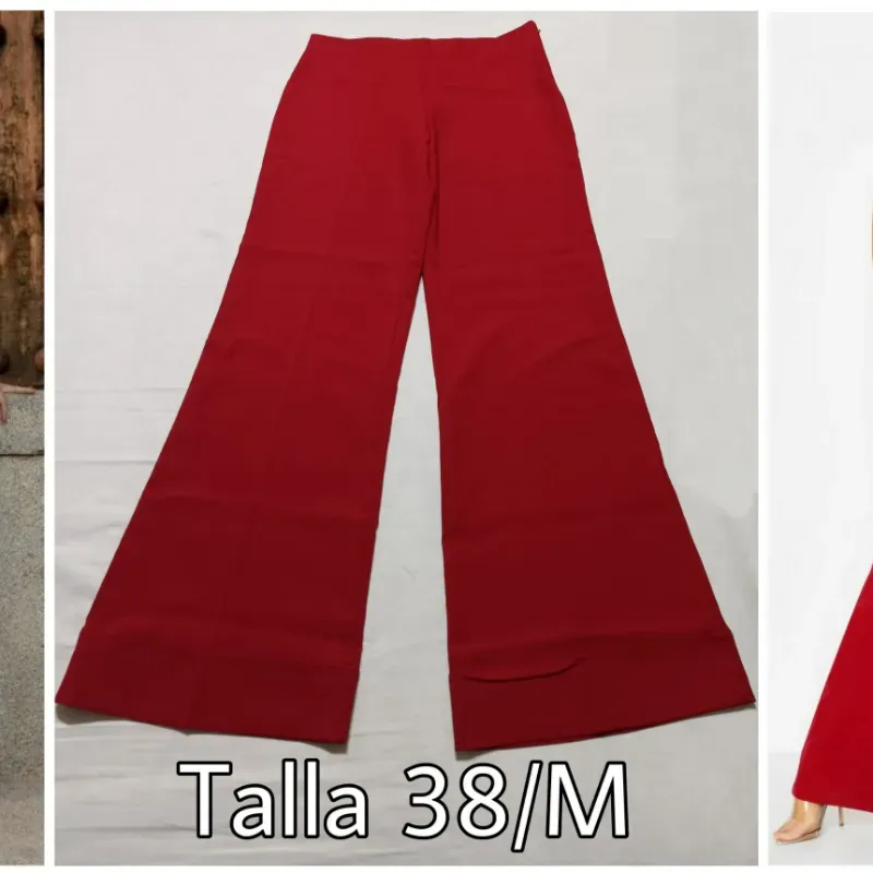 Pantalón rojo, de vestir, campana.