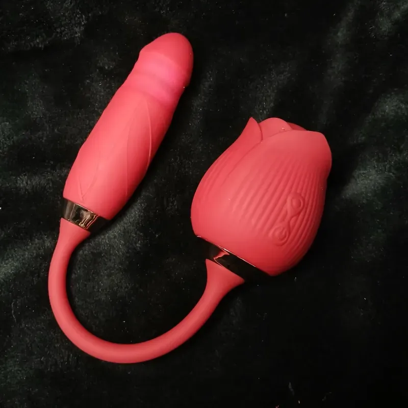 Vibrador de succión de rosa para mujer/consolador de empuje