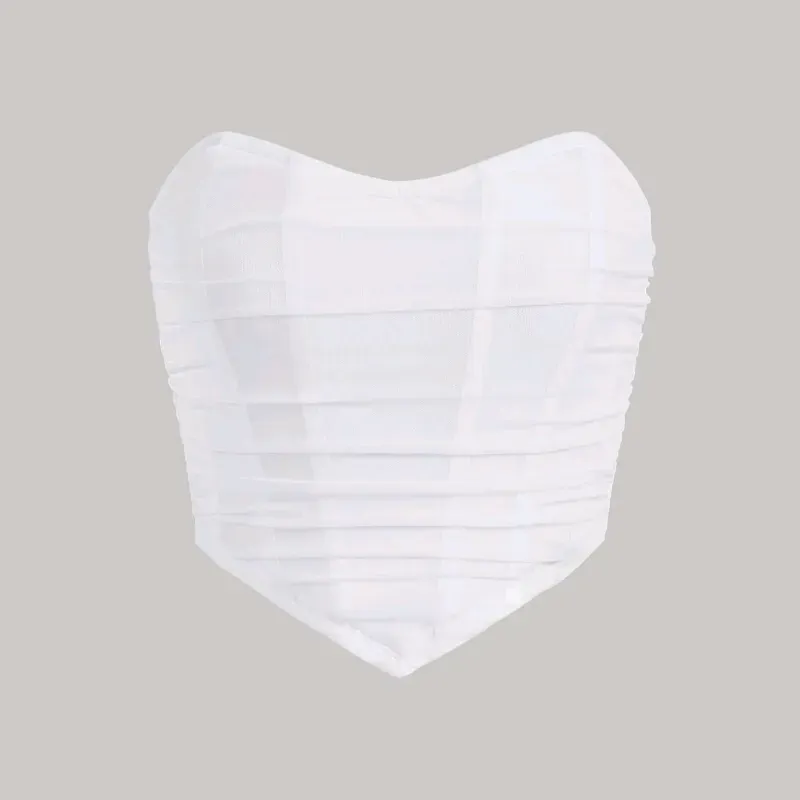  Top con bajo en pico y ziper atrás — Blanco