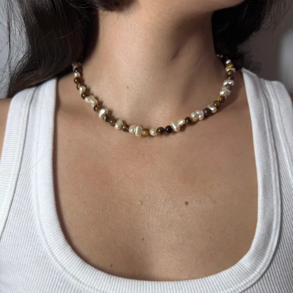 Collar perlas ojo de tigre