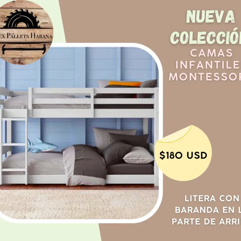 Litera con barandas en la parte superior