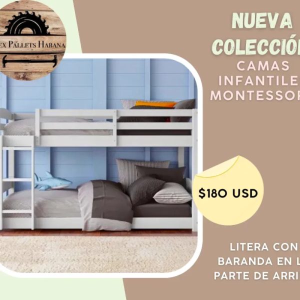 Litera con barandas en la parte superior