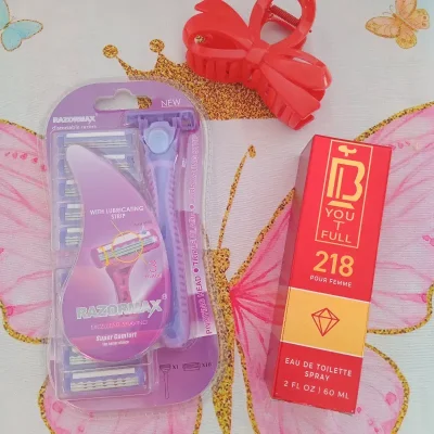 Perfume Diamante Blanco, pelizco, maquinas de afeitar morado claro