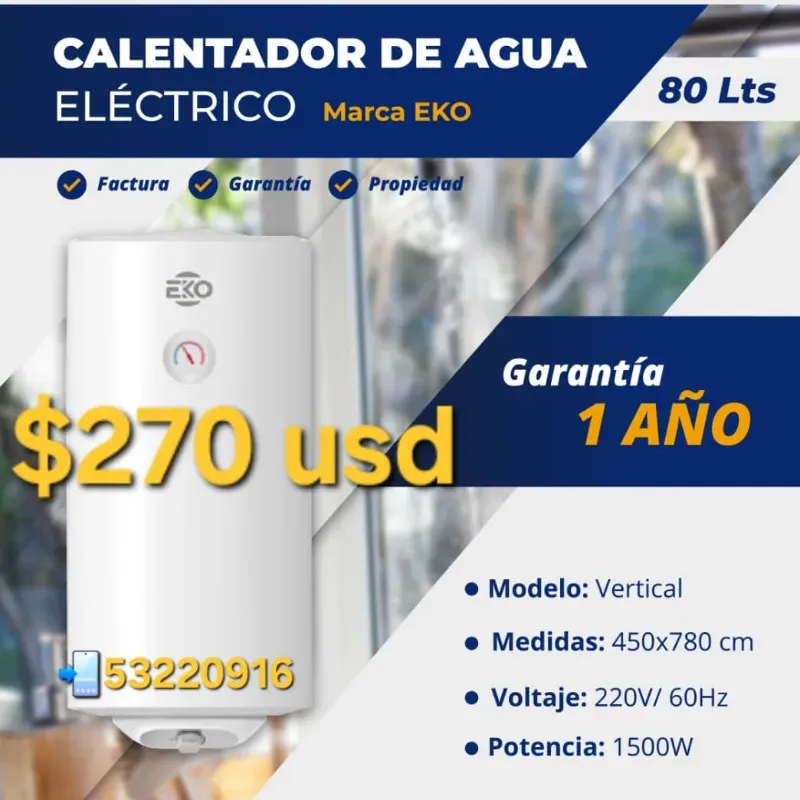 Calentador eléctrico de agua Eko 80L